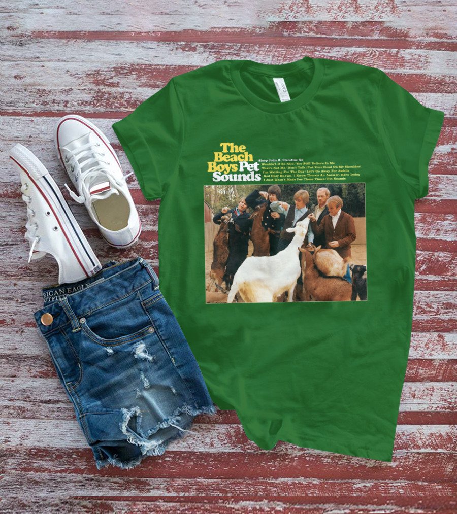 The Beach Boys Pet Sounds Album Cover With Song List And Band Members With Animals T-Shirt