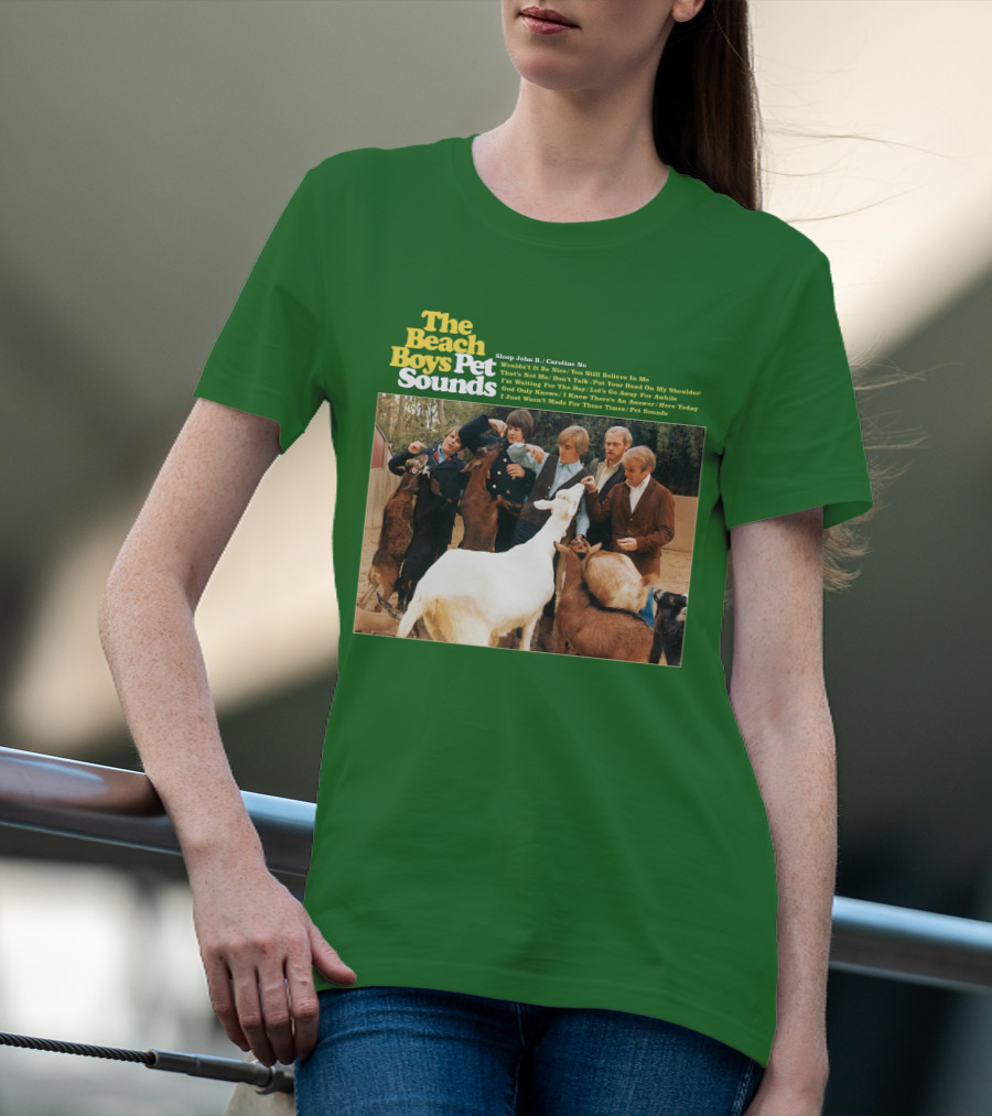The Beach Boys Pet Sounds Album Cover With Song List And Band Members With Animals T-Shirt