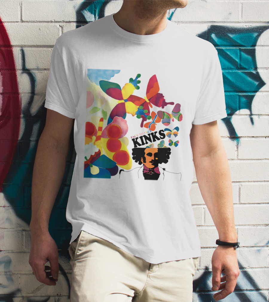 The Kinks Face To Face Colorful Butterflies And Psychedelic T-Shirt