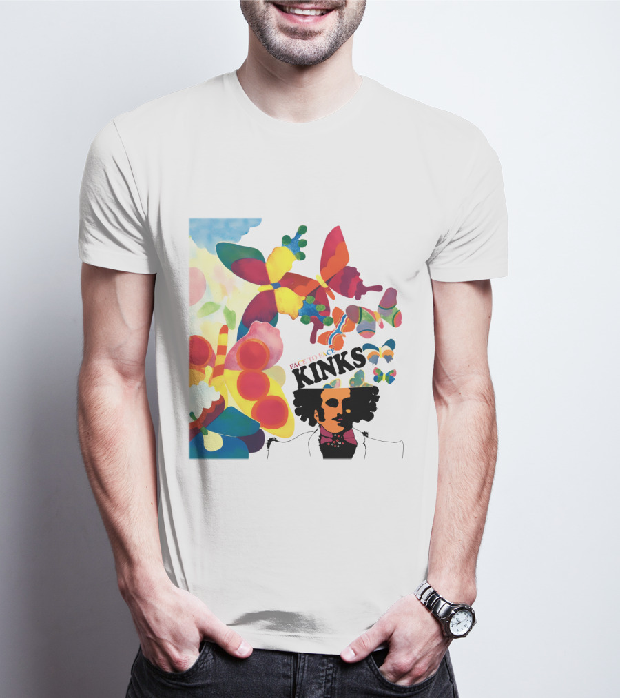 The Kinks Face To Face Colorful Butterflies And Psychedelic T-Shirt