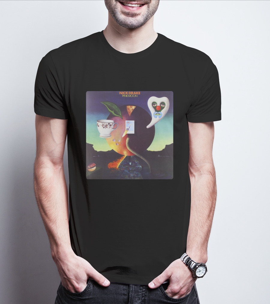 Nick Drake Pink Moon Album Cover Imagery Cup Heart Leaf Painting T-Shirt