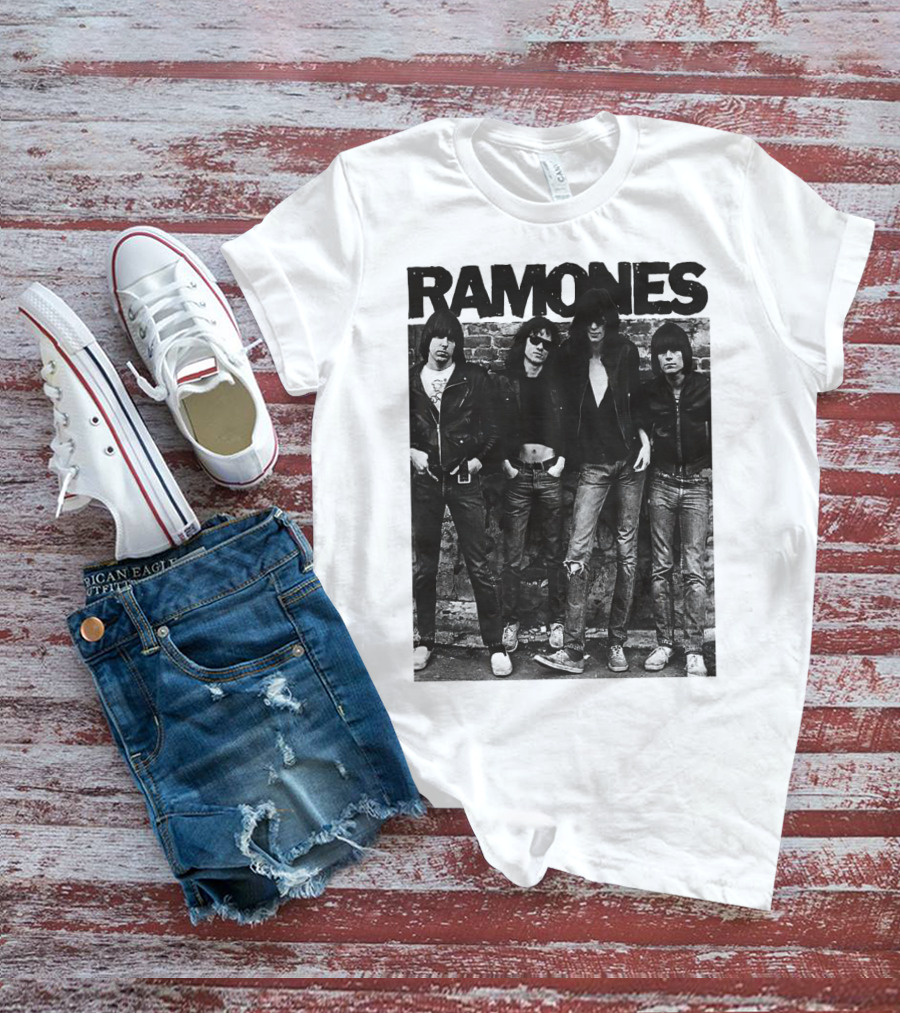 Ramones Black And White Band Photo Iconic Punk Rock Group T-Shirt