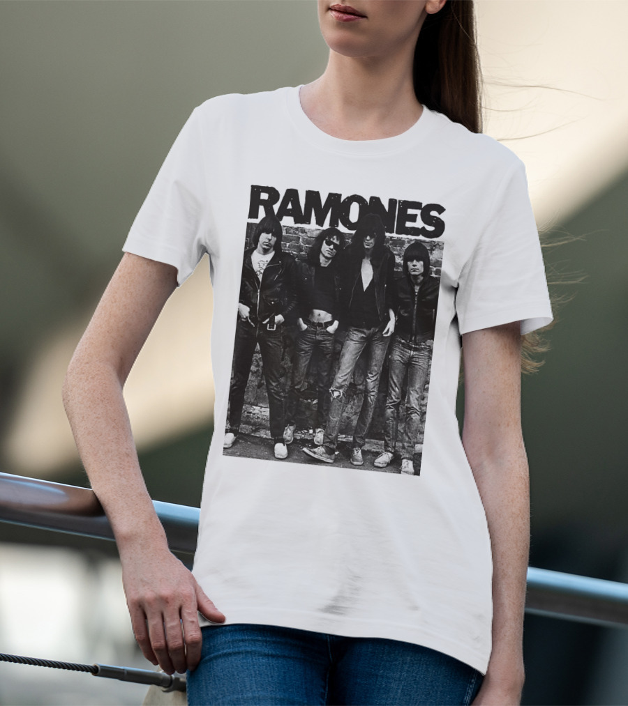Ramones Black And White Band Photo Iconic Punk Rock Group T-Shirt