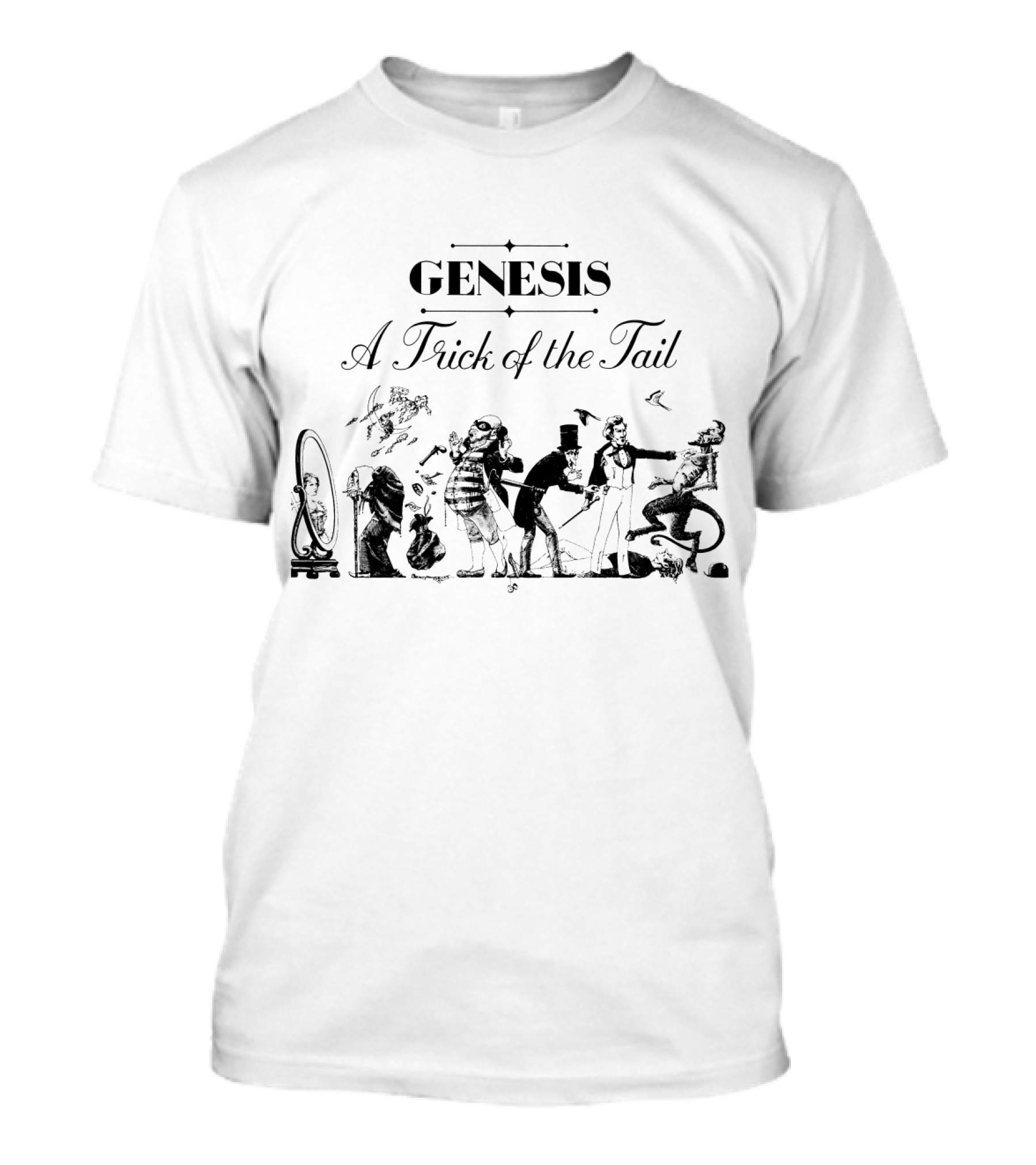 Genesis A Trick Of The Tail Illustrated Figures And Band T-Shirt