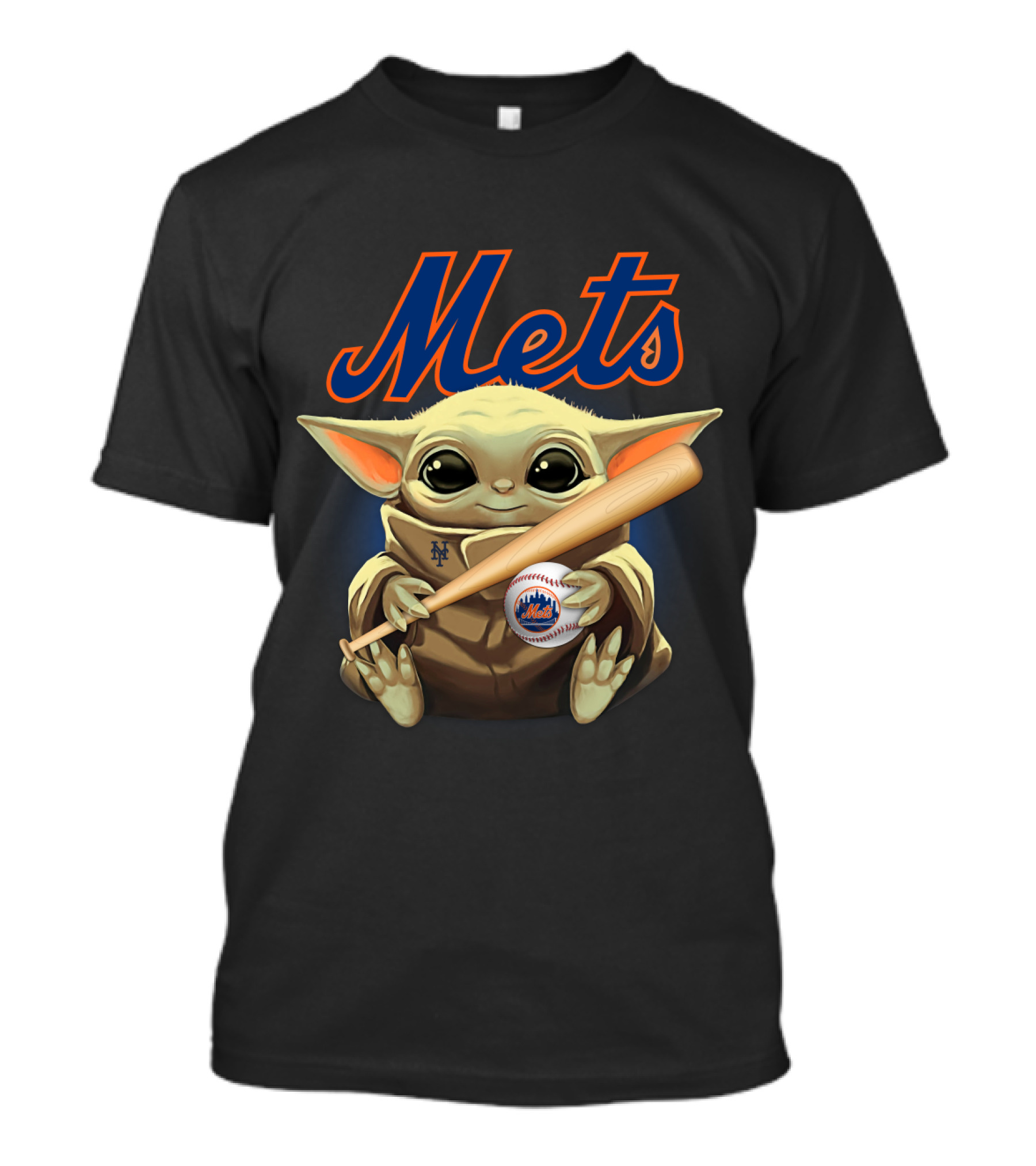Mets Baby Yoda Holding Baseball Bat And Baseball With New York Mets T-Shirt