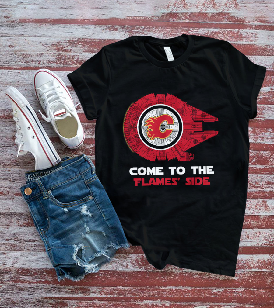 Calgary Flames Come To The Flames' Side Millennium Falcon T-Shirt