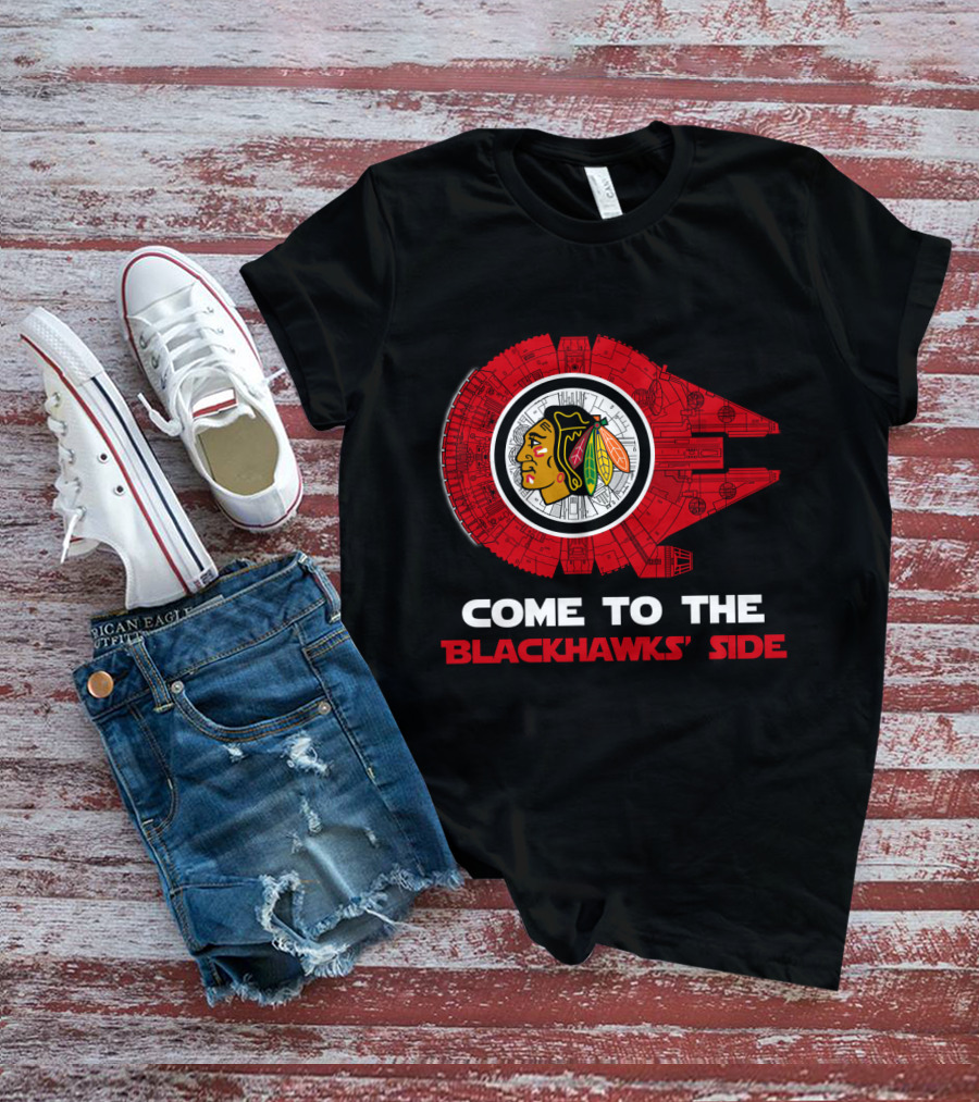 Come To The Blackhawks' Side Millennium Falcon Chicago Blackhawks T-Shirt