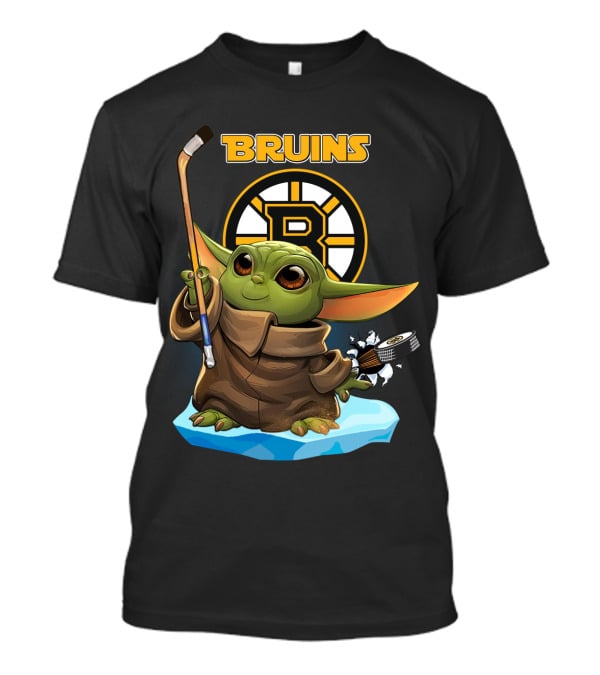 Bruins Baby Yoda Hockey Star Wars Crossover T-Shirt