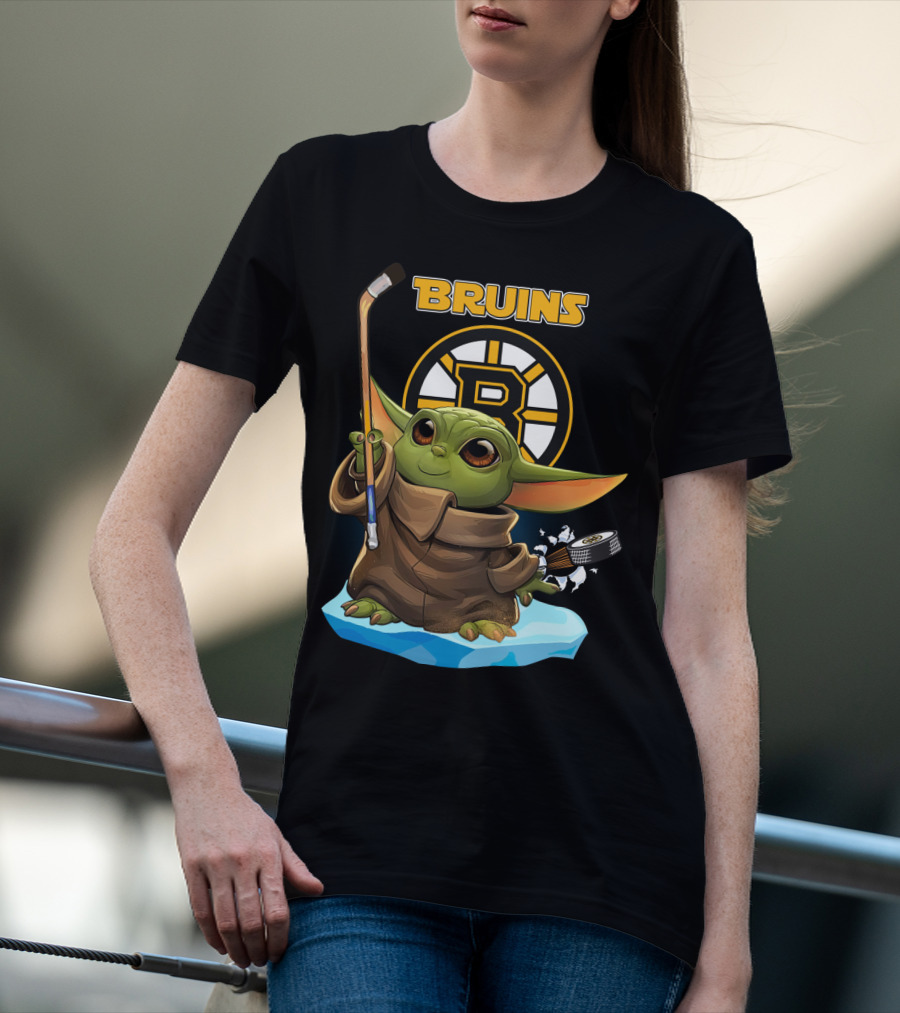 Bruins Baby Yoda Hockey Star Wars Crossover T-Shirt