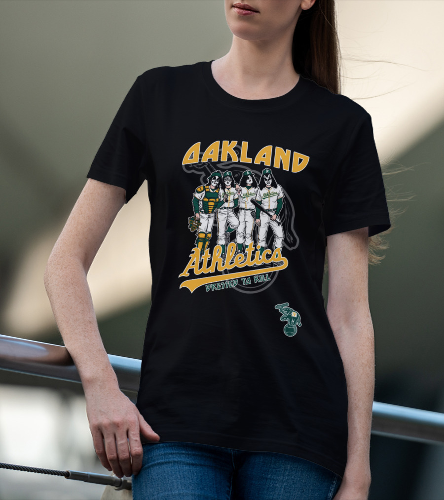 Oakland Athletics Dressed To Kill KISS Style Baseball Players T-Shirt