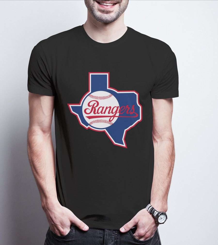 Texas Rangers Vintage Logo Texas Outline Baseball T-Shirt