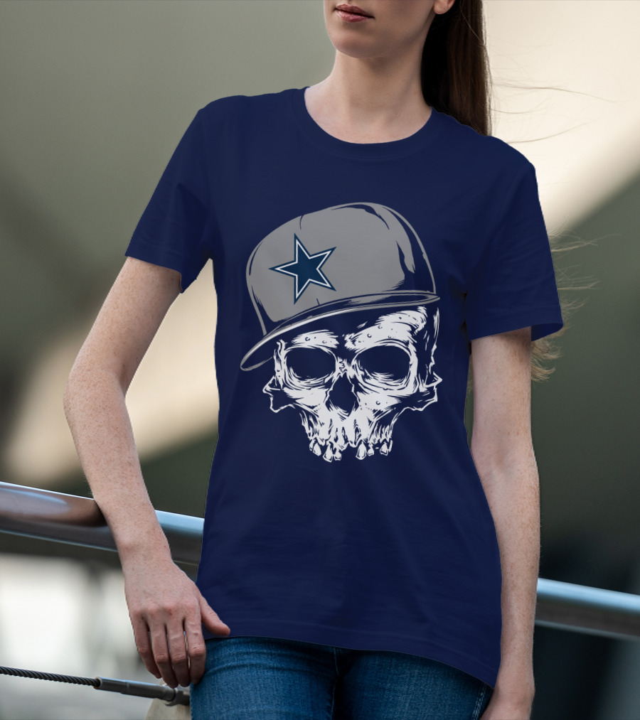 Dallas Cowboys Skull With Star Emblem Cap T-Shirt