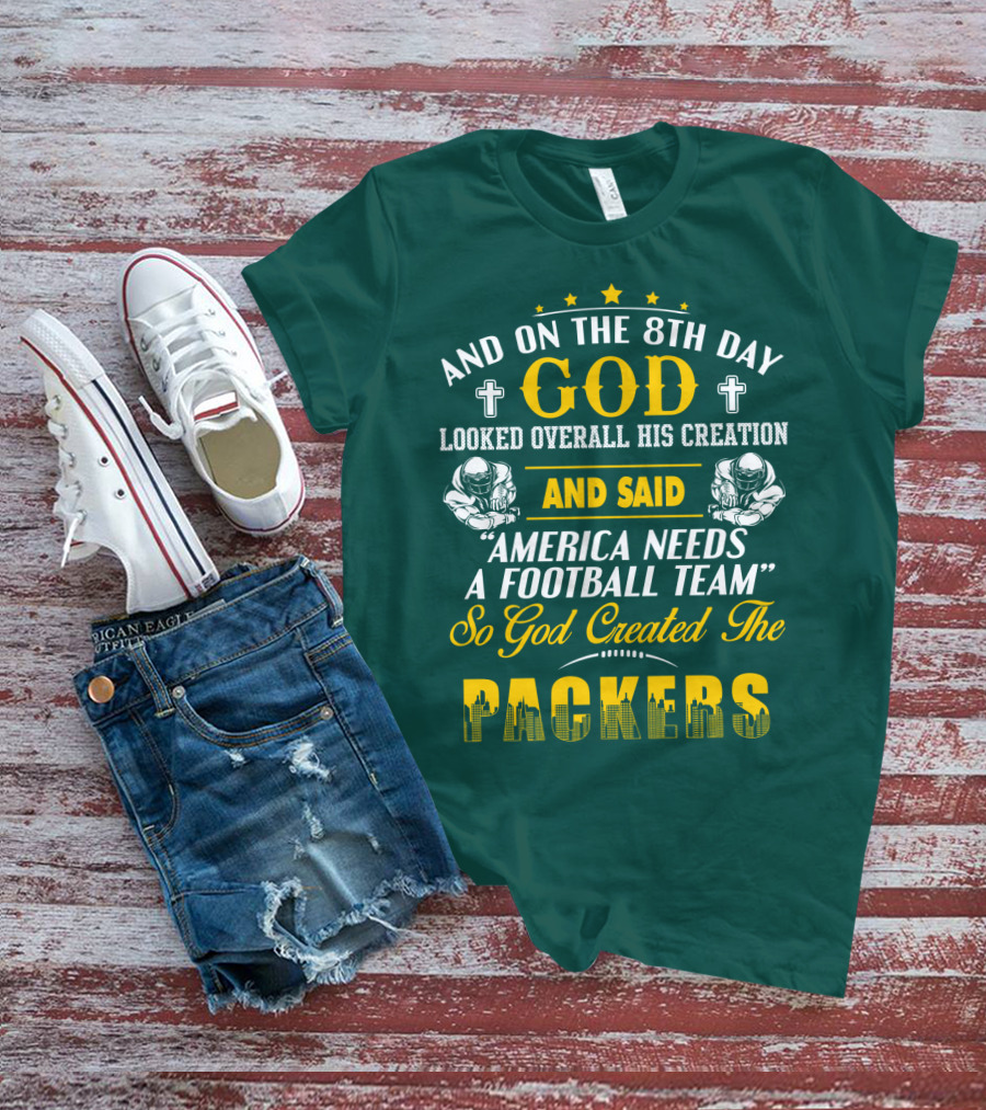 God Created The Packers Football Team Sacred Creation Theme T-Shirt