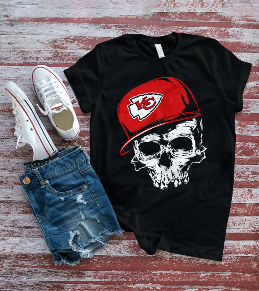Kansas City Chiefs Skull With Red Cap T-Shirt