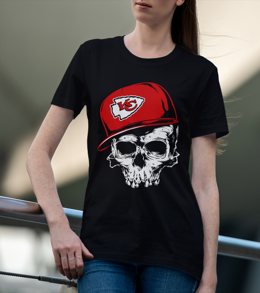 Kansas City Chiefs Skull With Red Cap T-Shirt