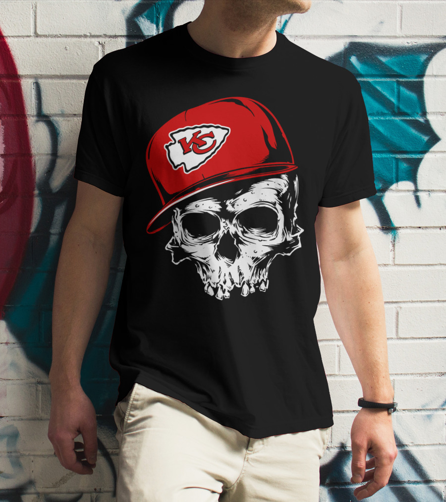 Kansas City Chiefs Skull With Red Cap T-Shirt