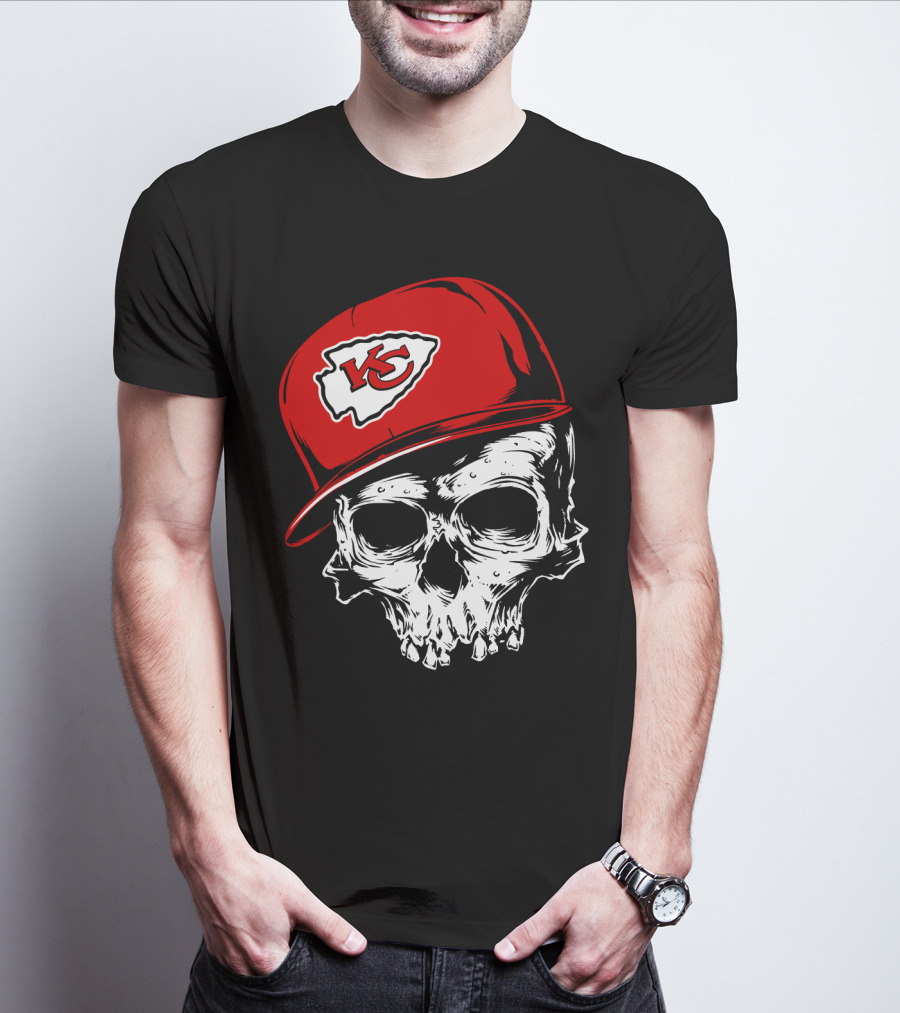 Kansas City Chiefs Skull With Red Cap T-Shirt