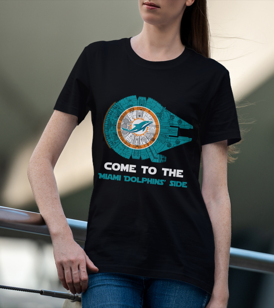 Miami Dolphins Come To The Dolphins' Side Millennium Falcon T-Shirt