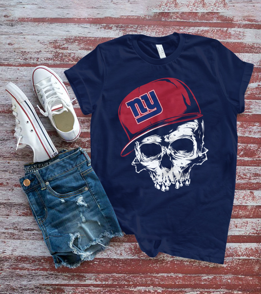 New York Giants Ny Skull Cap Red T-Shirt