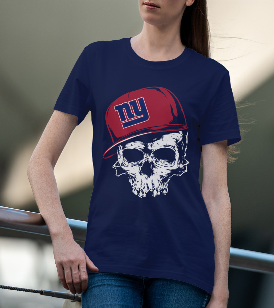 New York Giants Ny Skull Cap Red T-Shirt