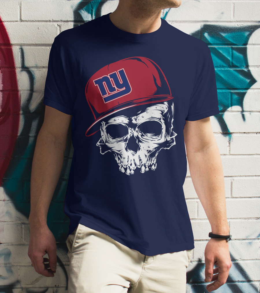 New York Giants Ny Skull Cap Red T-Shirt