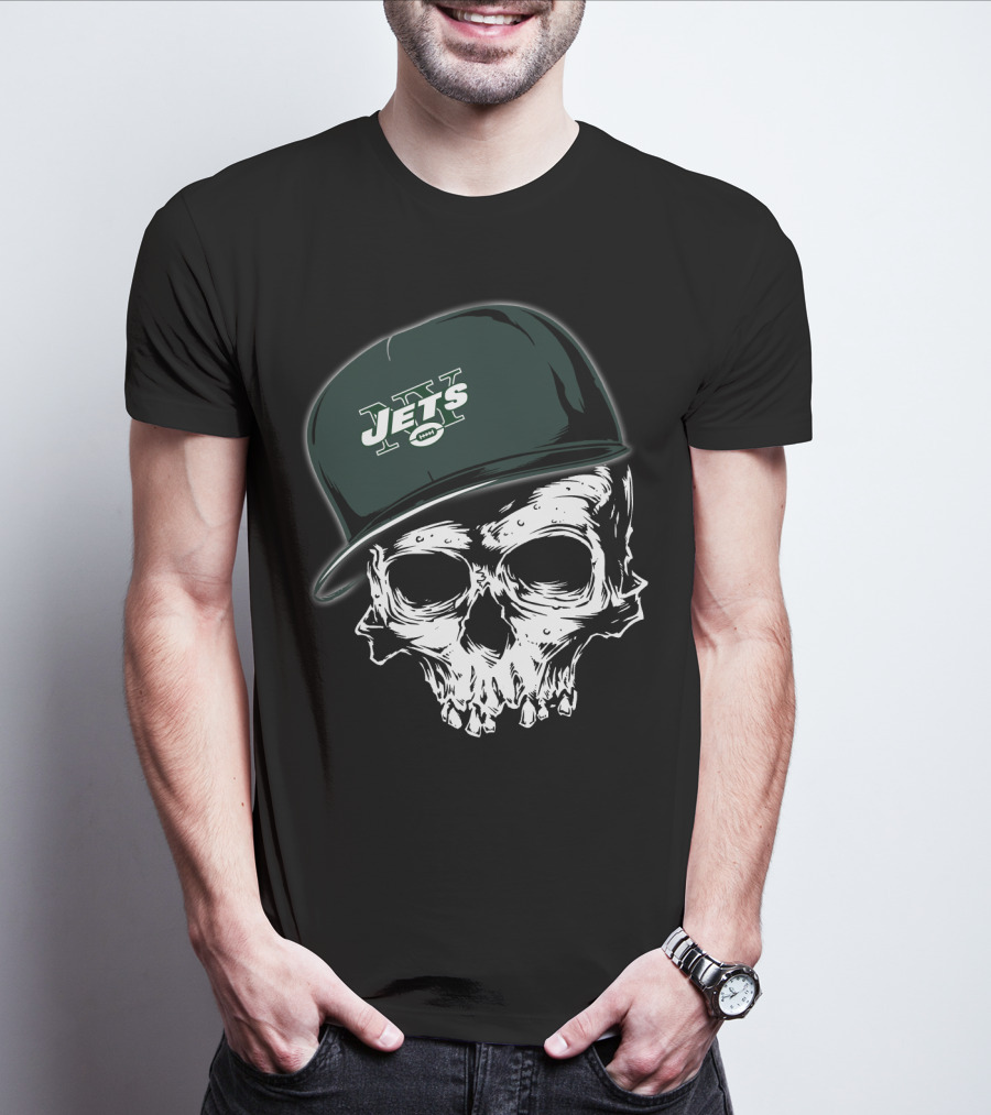 New York Jets Skull With Cap T-Shirt