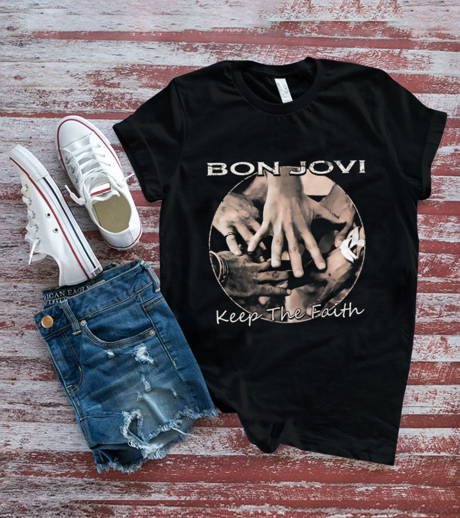 BON JOVI Keep The Faith Hands Circle T-Shirt
