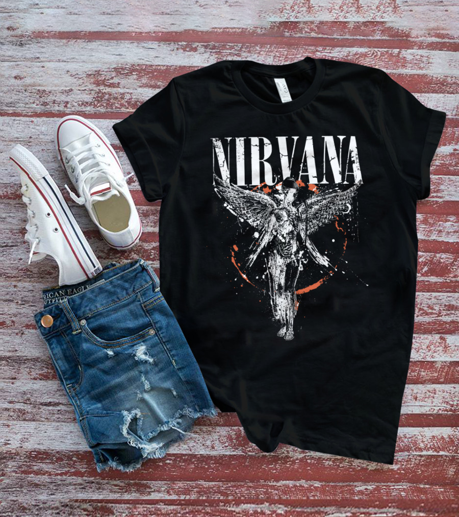 Nirvana In Utero Angel Wings Grunge Band Art T-Shirt