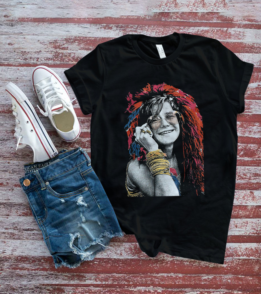 Jnjl 10 Iconic Smiling Portrait With Colorful Hair And Sunglasses T-Shirt