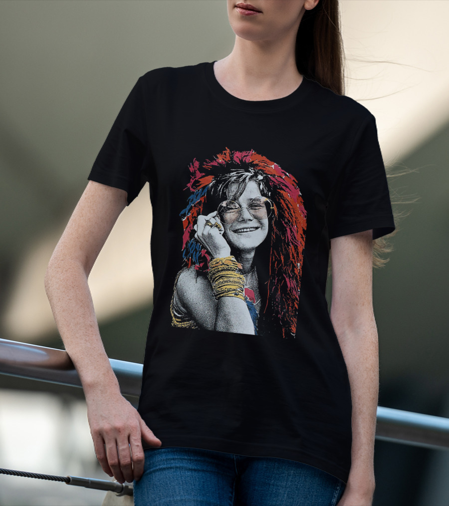 Jnjl 10 Iconic Smiling Portrait With Colorful Hair And Sunglasses T-Shirt