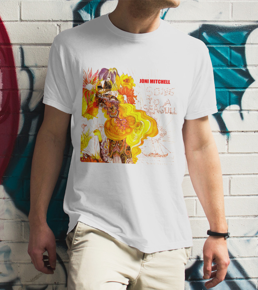 Joni Mitchell Song To A Seagull Colorful Floral Artwork With Yellow Orange Accents T-Shirt