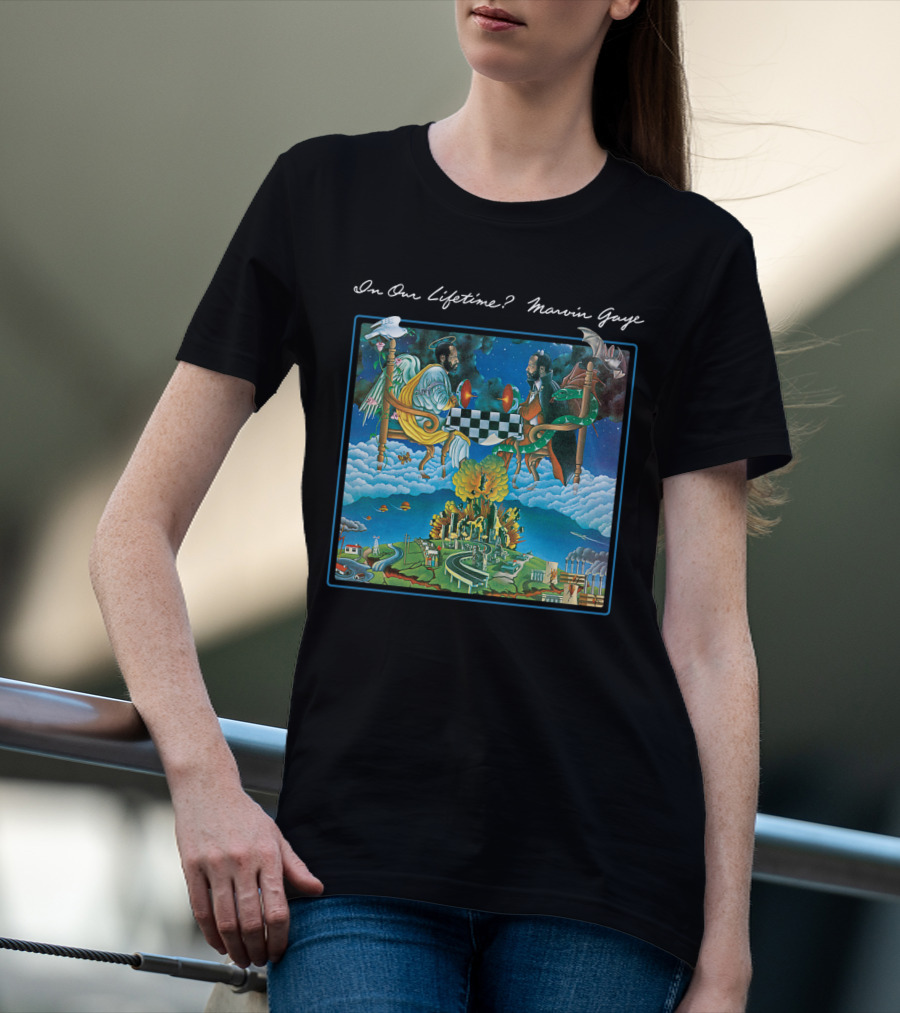 In Our Lifetime? Marvin Gaye Album Checkerboard Angels Earth Journey T-Shirt