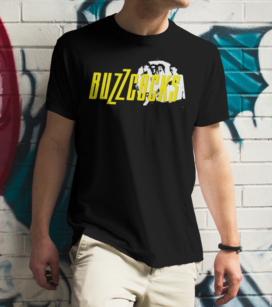 BUZZCOCKS Yellow Logo With Band Photo T-Shirt