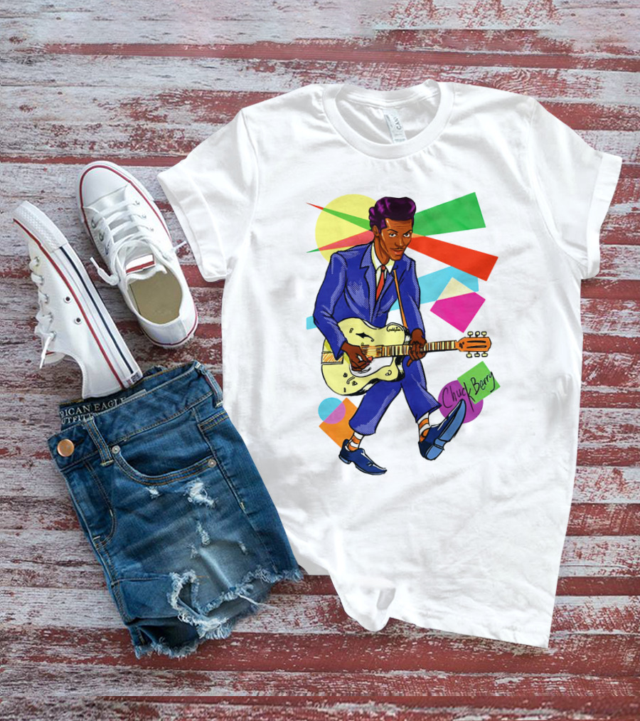 Chuck Berry Colorful Geometric Guitarist T-Shirt
