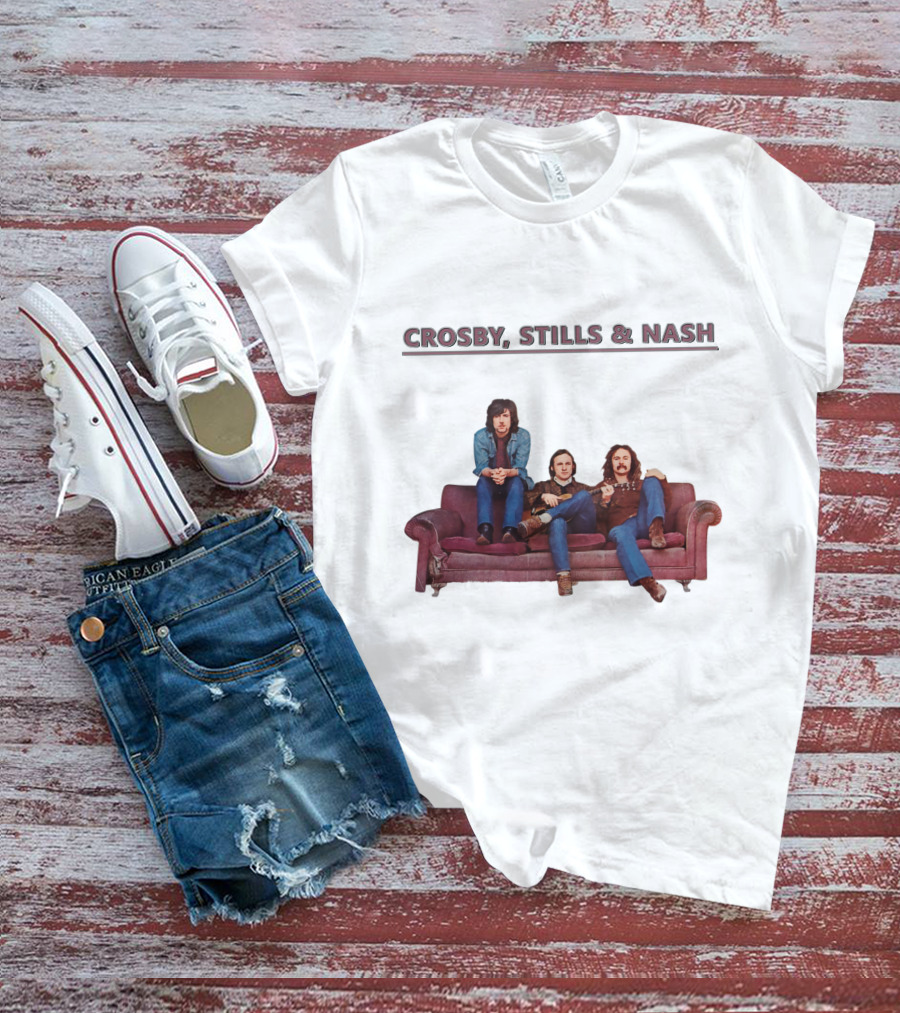 Crosby Stills & Nash On Vintage Couch T-Shirt