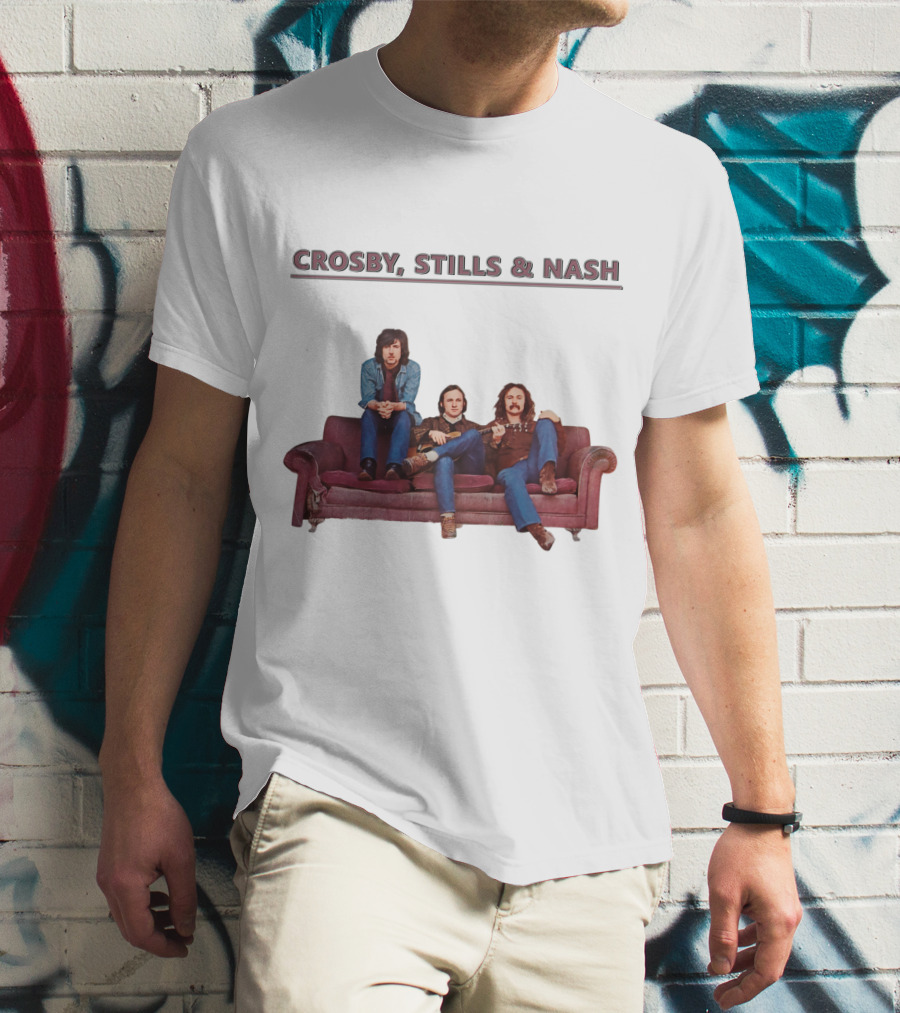 Crosby Stills & Nash On Vintage Couch T-Shirt