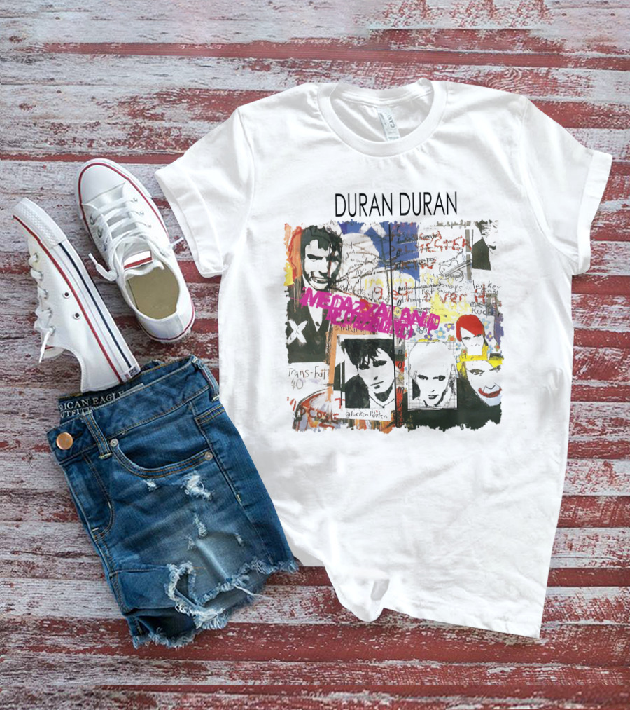 Duran Duran Medazzaland Collage Art With Faces And Graffiti Elements T-Shirt