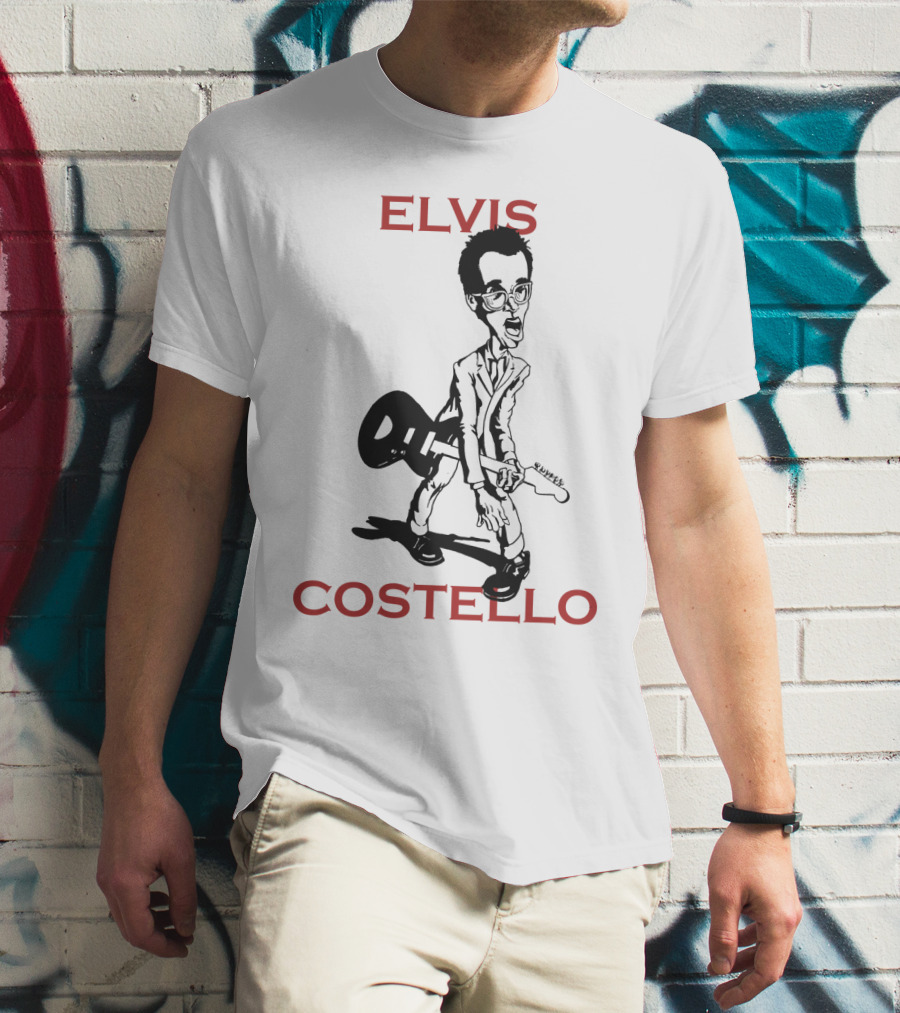 Elvis Costello Caricature With Guitar T-Shirt