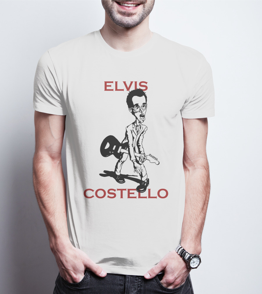 Elvis Costello Caricature With Guitar T-Shirt
