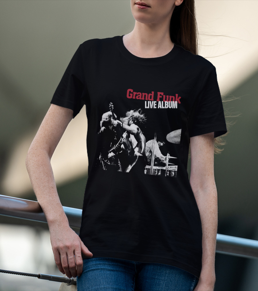 Grand Funk Live Album Black And White Concert Imagery Gfr T-Shirt
