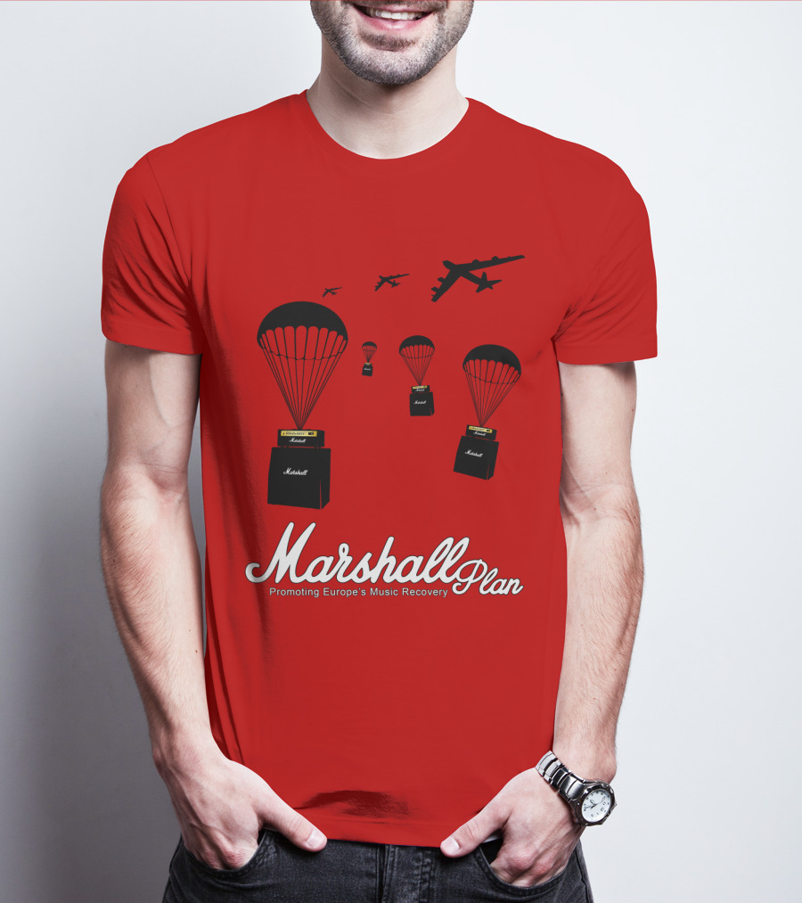 Marshall Plan Amplifiers Parachuted For Europe's Music Recovery T-Shirt