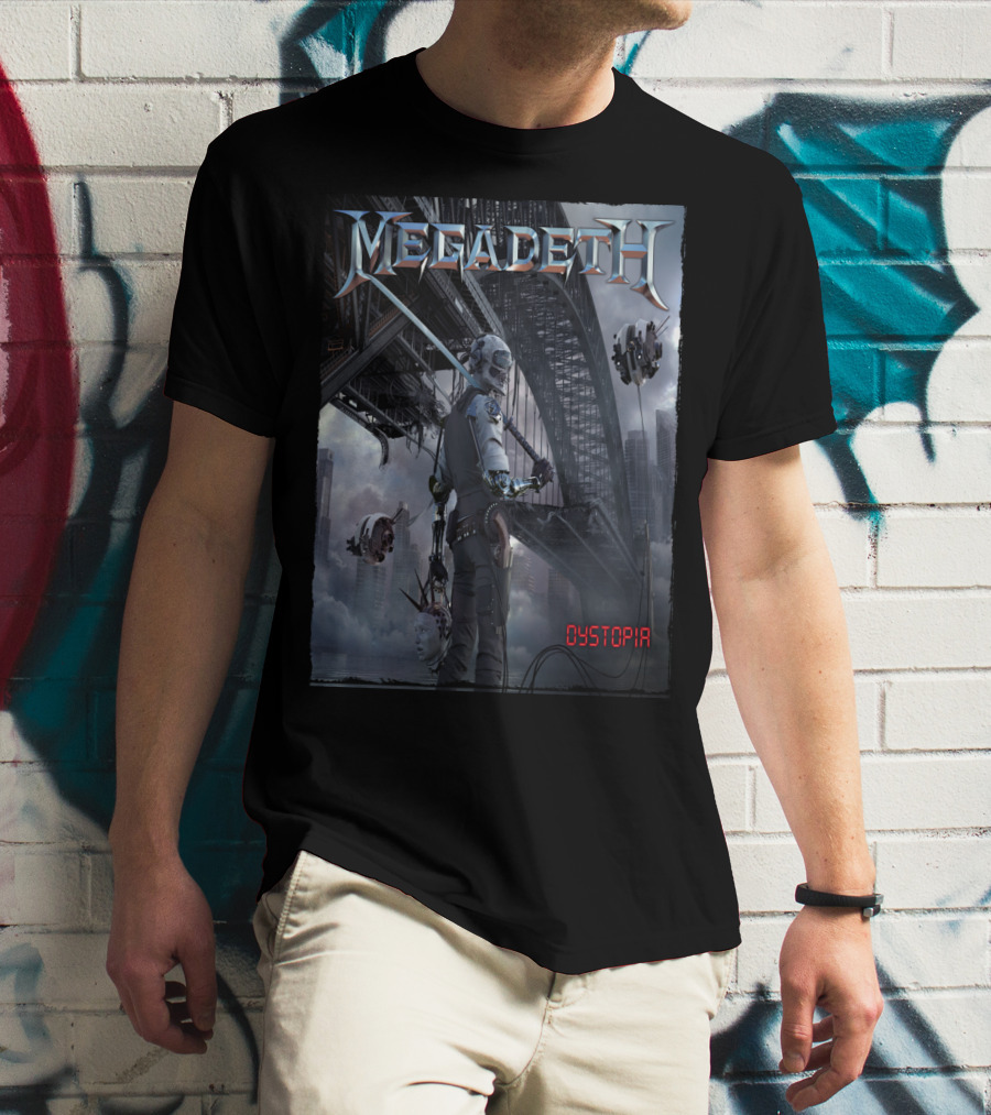 Megadeth Dystopia Album Art Robotic Future Bridge Scene T-Shirt
