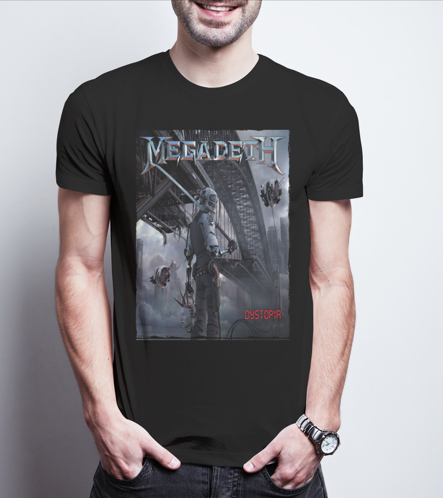 Megadeth Dystopia Album Art Robotic Future Bridge Scene T-Shirt