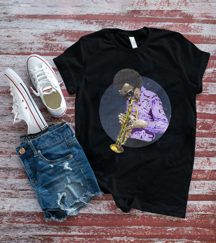 Mdv Miles Davis Vintage Jazz Trumpeter Iconic Purple Style T-Shirt