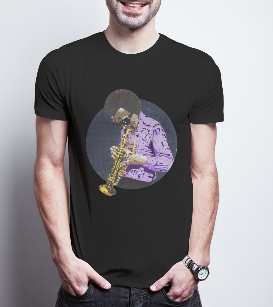 Mdv Miles Davis Vintage Jazz Trumpeter Iconic Purple Style T-Shirt