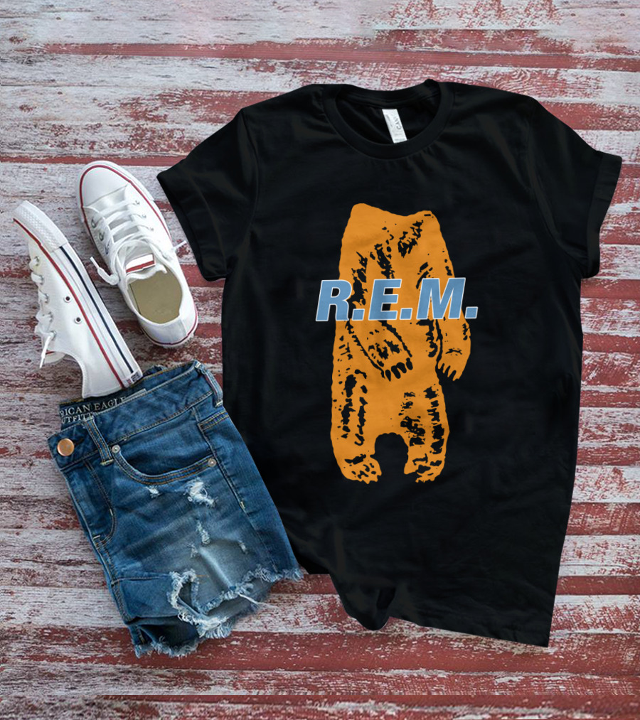 R.E.M. Orange Bear Motif T-Shirt