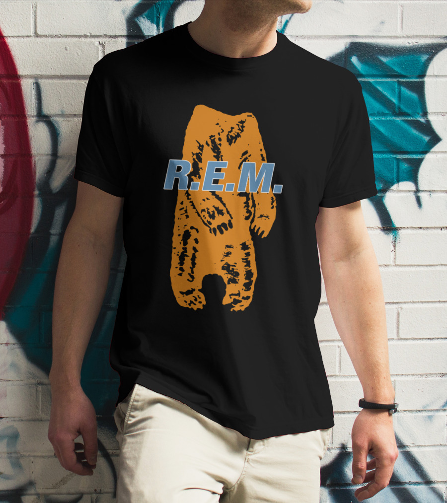 R.E.M. Orange Bear Motif T-Shirt