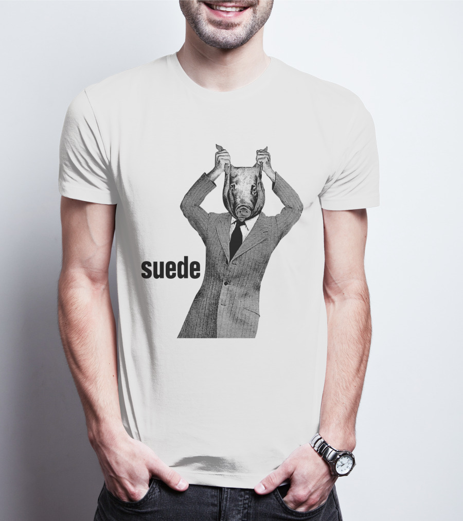 Suede Pig Head Suit Man Artwork Sde T-Shirt
