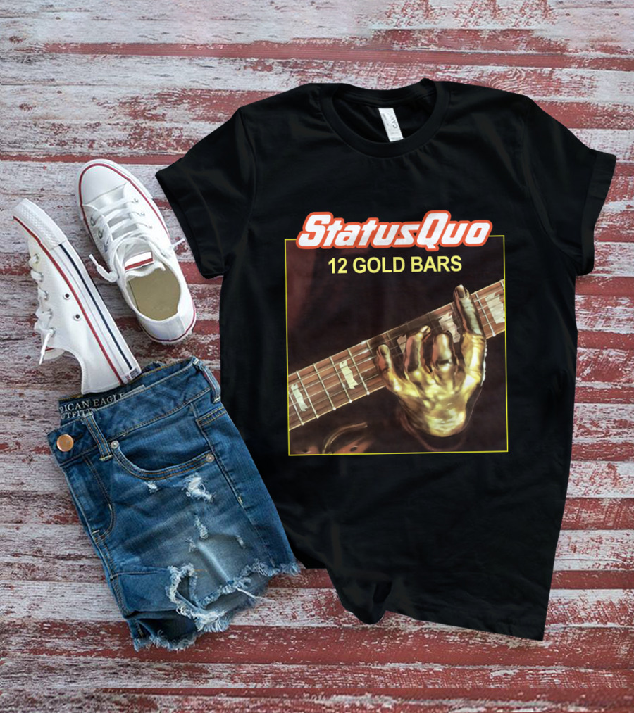 StatusQuo 12 Gold Bars Guitar Album Cover T-Shirt