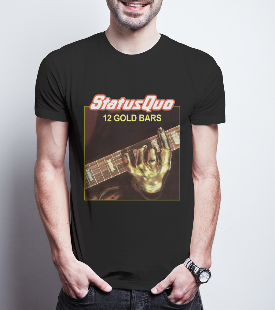 StatusQuo 12 Gold Bars Guitar Album Cover T-Shirt